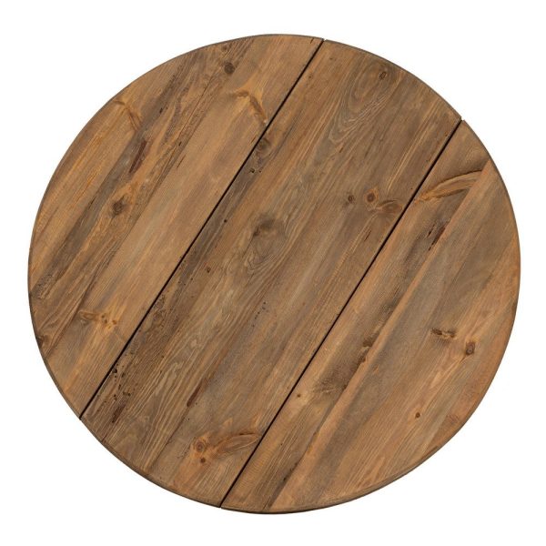 Mesa centro natural-negro madera-hierro 90 x 90 x 35 cm