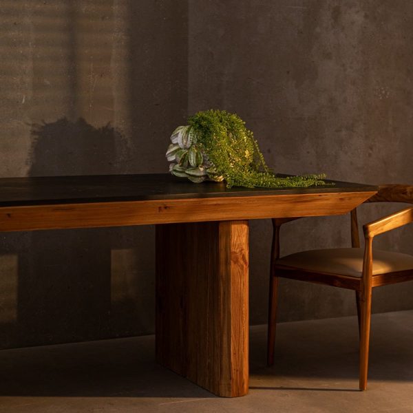 Mesa comedor natural-negro 240 x 100 x 76 cm