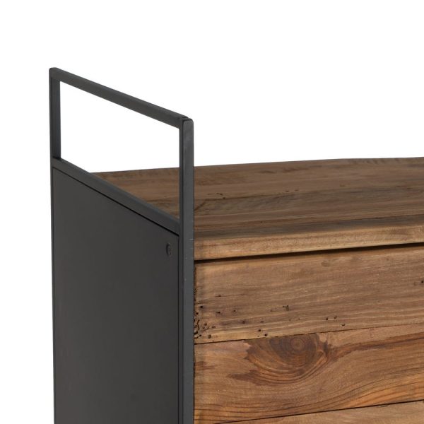 Mueble natural-negro madera-hierro salón 180 x 40 x 190 cm