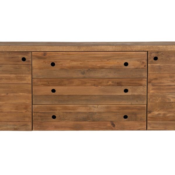 Mueble natural-negro madera-hierro salón 180 x 40 x 190 cm