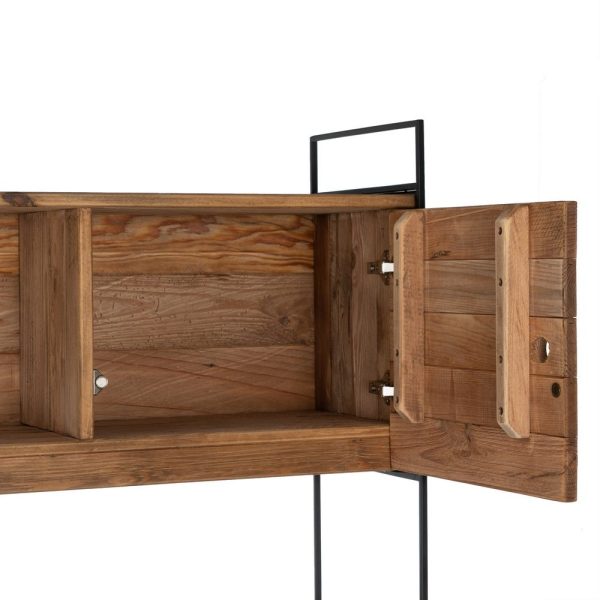 Mueble natural-negro madera-hierro salón 180 x 40 x 190 cm