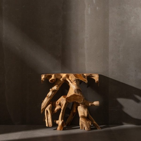 Consola natural madera de teca entrada 80 x 40 x 80 cm