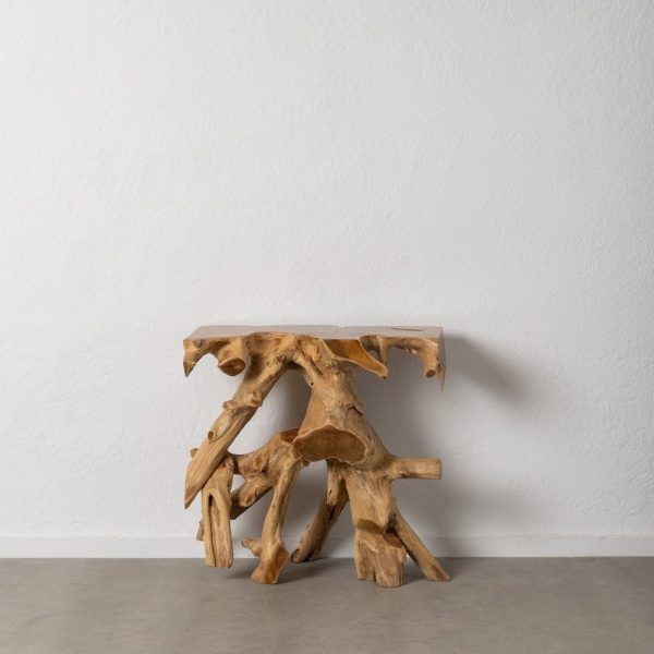 Consola natural madera de teca entrada 80 x 40 x 80 cm