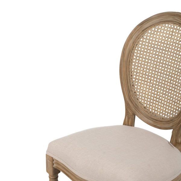 Silla natural-blanco madera-ratán salón 44 x 46 x 95 cm