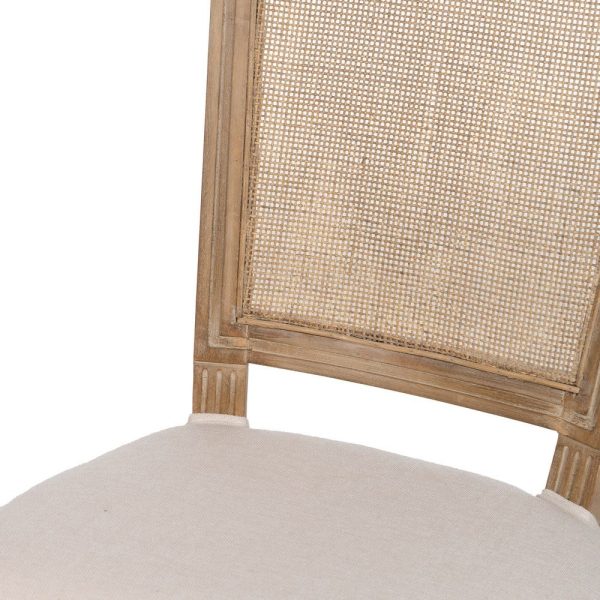 Silla natural-blanco madera-ratán salón 44 x 48 x 98 cm