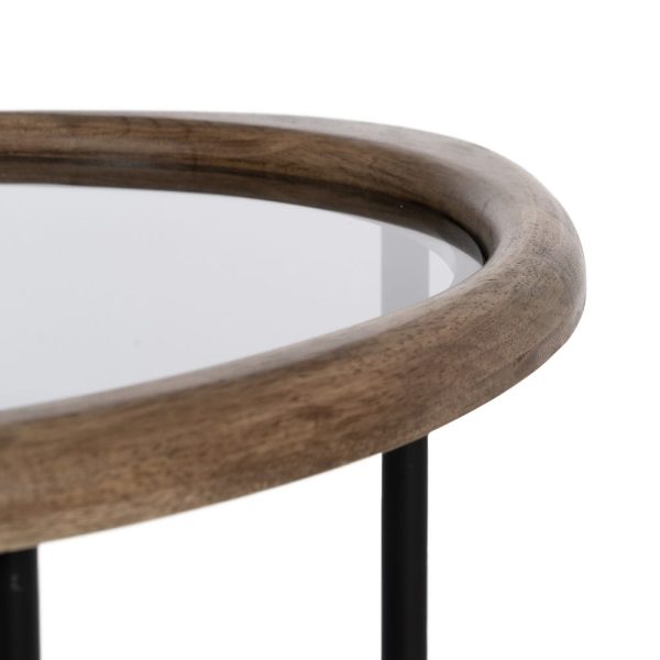 Mesita natural-negro madera-metal 61 x 50 x 53 cm