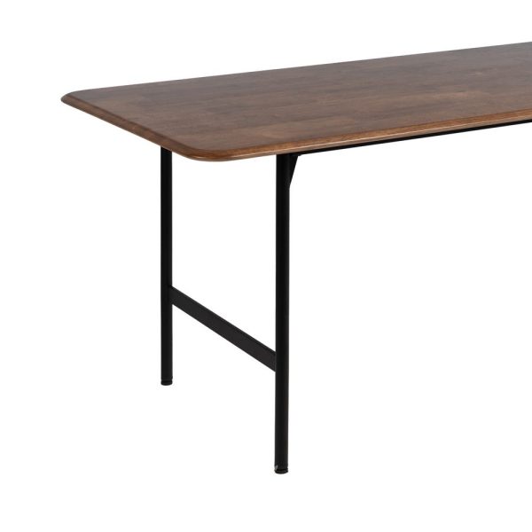 Mesa comedor marrón-negro madera-metal 180 x 80 x 76 cm