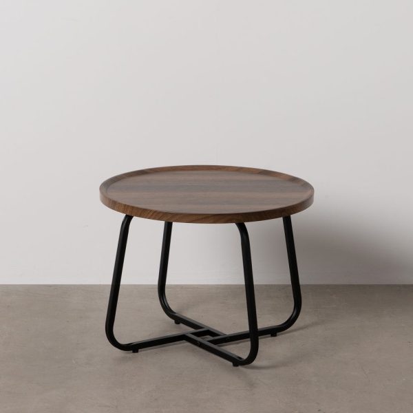 Mesa centro marrón dm-metal salón 50 x 50 x 38 cm