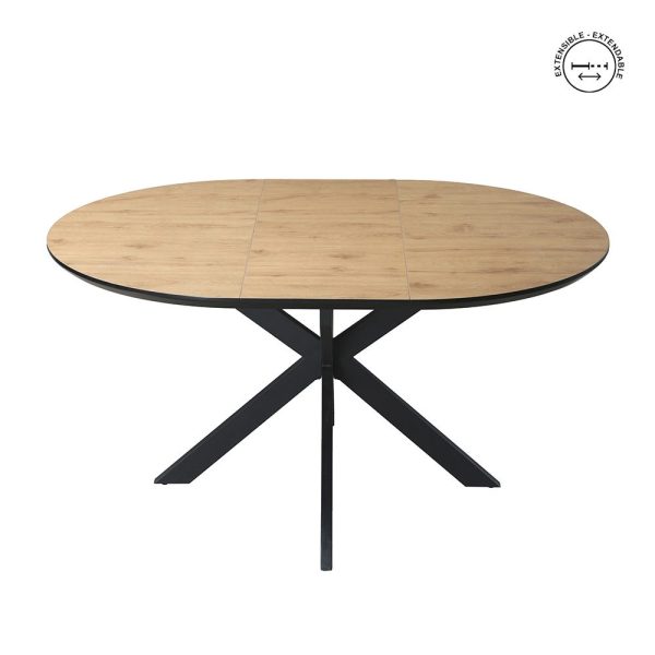 Mesa extensible natural-negro dm-metal 120 x 12 x 76 cm