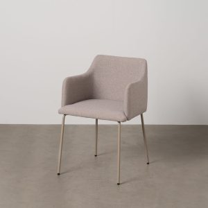 Silla Beige Tejido-Metal Salón 51 X 55 X 77 Cm Silla Beige Tejido-Metal Salón 51 X 55 X 77 Cm
