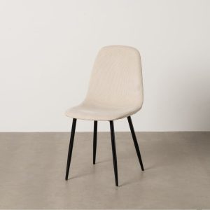 Silla Pana Crema Tejido-Metal Salón 44 X 47 X 88 Cm