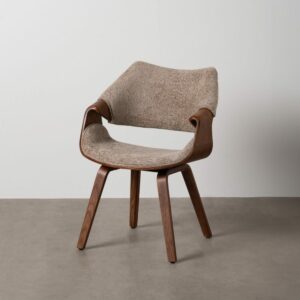 Silla Beige-Marrón Tejido-Madera 61 X 56 X 82 Cm Silla Beige-Marrón Tejido-Madera 61 X 56 X 82 Cm