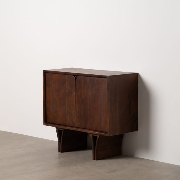 Mueble auxiliar marrón madera de acacia 90 x 40 x 80 cm
