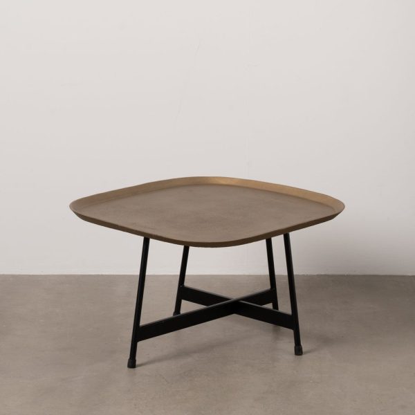 Mesa centro oro-negro metal salón 61 x 61 x 37 cm