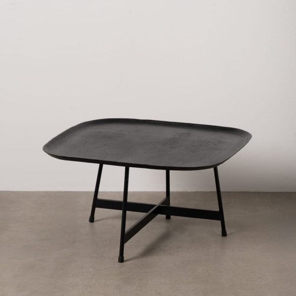 Mesa centro negro metal salón 75,50 x 75,50 x 41 cm