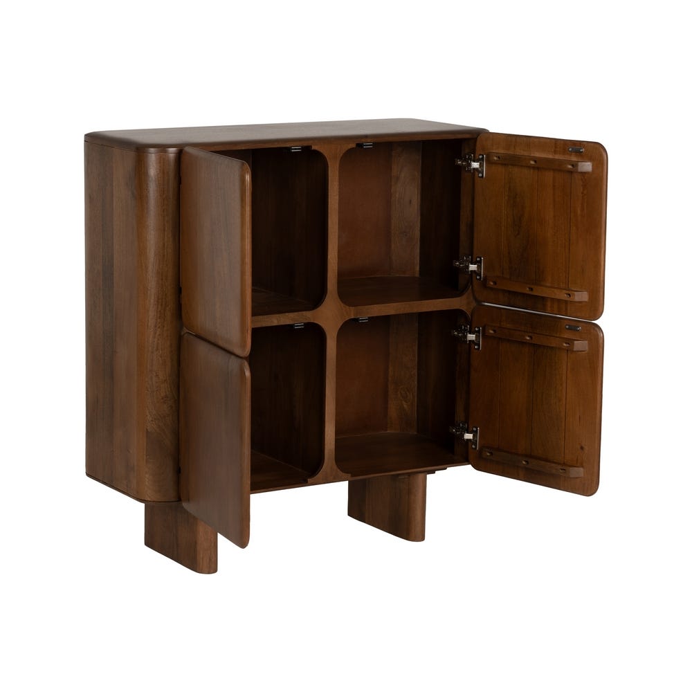 Armario Marrón Madera De Mango Salón 104 X 45 X 110 Cm Armario Marrón Madera De Mango Salón 104 X 45 X 110 Cm