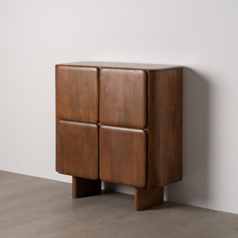 Armario Marrón Madera De Mango Salón 104 X 45 X 110 Cm Armario Marrón Madera De Mango Salón 104 X 45 X 110 Cm