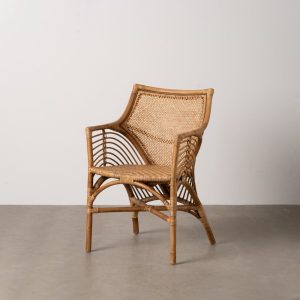 Sillón Marrón Ratán Decoración 56 X 54 X 84 Cm Sillón Marrón Ratán Decoración 56 X 54 X 84 Cm