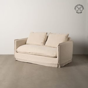 Sofá 2 Plazas Crema Tejido-Madera 160 X 95 X 85 Cm Sofá 2 Plazas Crema Tejido-Madera 160 X 95 X 85 Cm