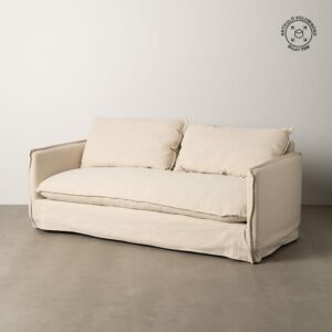 Sofá 3 Plazas Crema Tejido-Madera 200 X 95 X 85 Cm Sofá 3 Plazas Crema Tejido-Madera 200 X 95 X 85 Cm