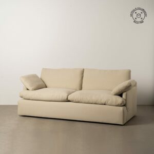 Sofá 3 Plazas Beige Tejido-Madera 212 X 100 X 83 Cm Sofá 3 Plazas Beige Tejido-Madera 212 X 100 X 83 Cm