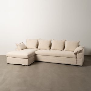 Chaise-Lounger Crema Tejido-Madera 300 X 161 X 90 Cm Chaise-Lounger Crema Tejido-Madera 300 X 161 X 90 Cm