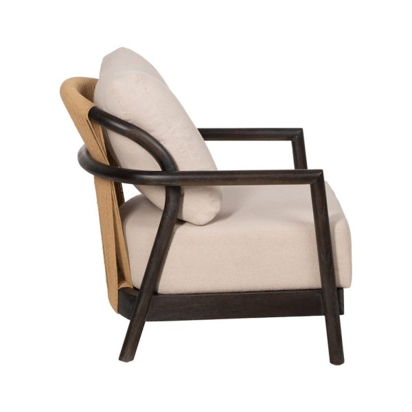 Sillón negro tejido-madera salón 70 x 77 x 72 cm