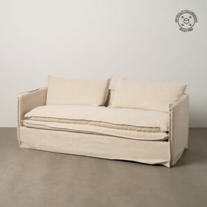 Sofá 3 Plazas Crema Tejido-Madera 210 X 97 X 89 Cm Sofá 3 Plazas Crema Tejido-Madera 210 X 97 X 89 Cm