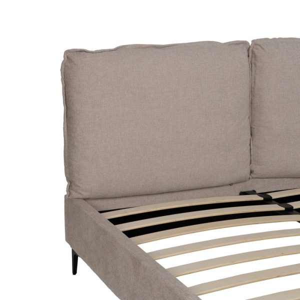 Cama beige tejido dormitorio 163 x 215 x 93 cm