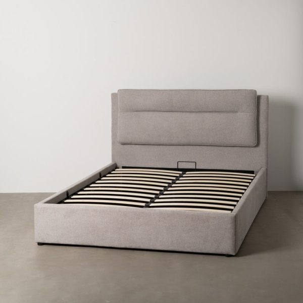 Cama canapé gris tejido dormitorio 164 x 214 x 110 cm