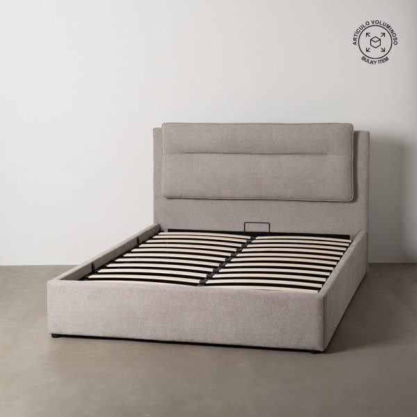 Cama canapé gris tejido dormitorio 191 x 212 x 113 cm