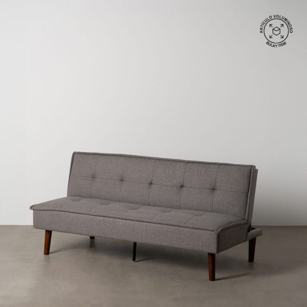 Sofá-cama gris metal-madera salón 181 x 102 x 85 cm