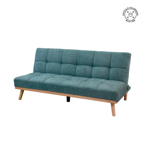 Sofá-cama verde metal-madera salón 178 x 94 x 86 cm