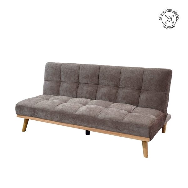 Sofá-cama taupe metal-madera salón 178 x 94 x 86 cm