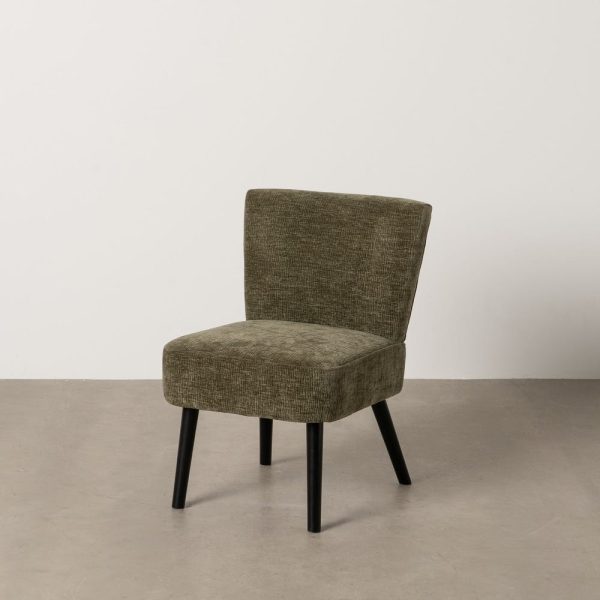 Sillón verde tejido-madera salón 55 x 63 x 76 cm