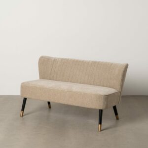 Sofá Beige Tejido-Madera Salón 134 X 70 X 74 Cm Sofá Beige Tejido-Madera Salón 134 X 70 X 74 Cm