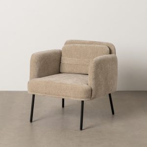 Sillón Beige Tejido-Madera Salón 72 X 72 X 73 Cm Sillón Beige Tejido-Madera Salón 72 X 72 X 73 Cm