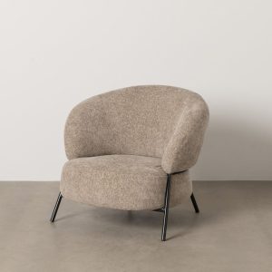 Sillón Beige Tejido-Metal Salón 84 X 84 X 70 Cm Sillón Beige Tejido-Metal Salón 84 X 84 X 70 Cm