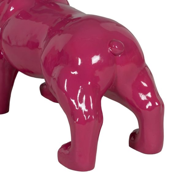 Figura bull dog fucsia resina 88 x 38 x 63 cm