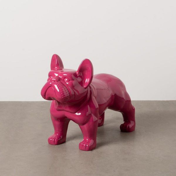 Figura bull dog fucsia resina 88 x 38 x 63 cm