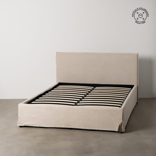 Cama canapé beige tejido dormitorio 196 x 215 x 96 cm