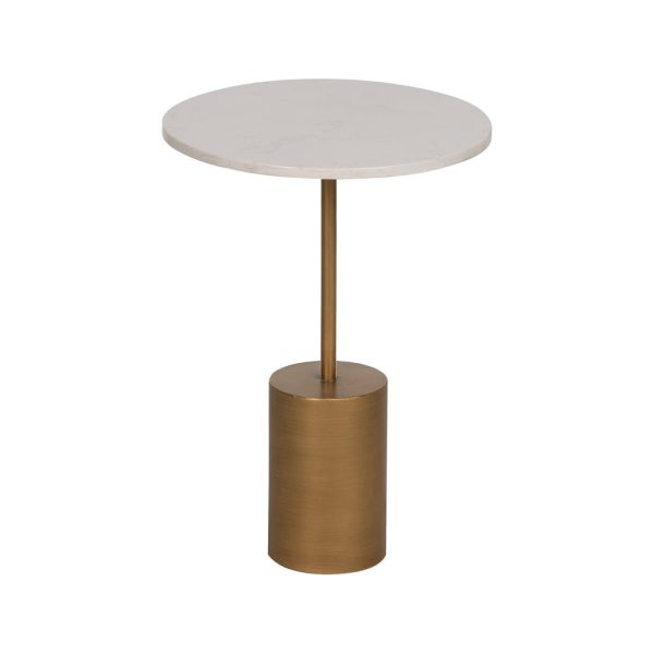 Mesita oro-blanco metal-mármol 40 x 40 x 56 cm