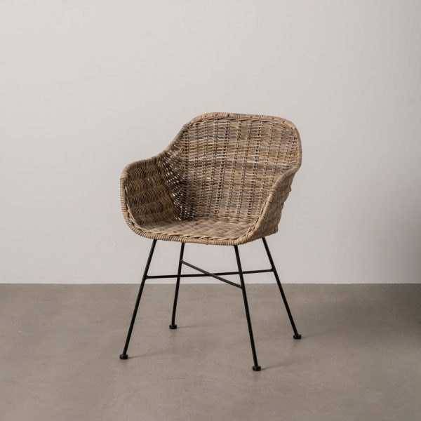 Silla fibra natural-metal salón 57 x 57 x 80 cm