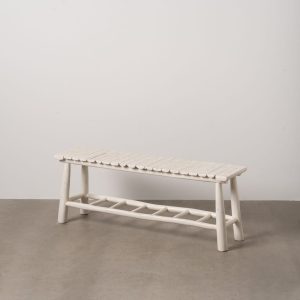 Banqueta Blanco Rozado Madera De Teca 120 X 30 X 45 Cm Banqueta Blanco Rozado Madera De Teca 120 X 30 X 45 Cm