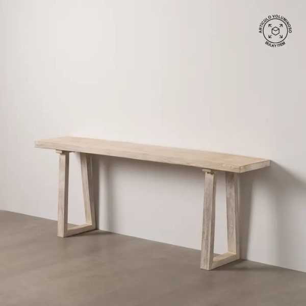 Consola blanco rozado madera de suar 210 x 40 x 80 cm