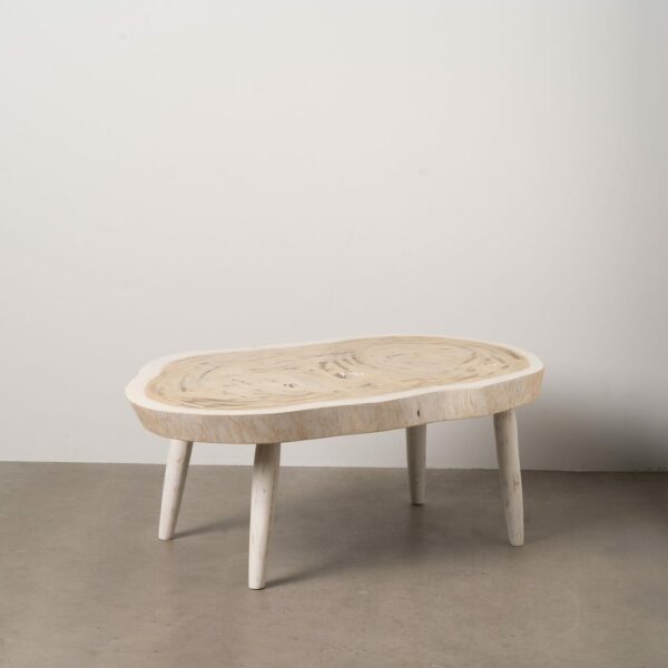 Mesa centro blanco rozado madera de suar 100 x 70 x 45 cm