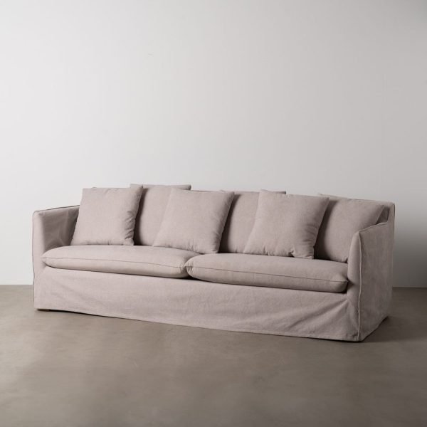 Sofá taupe tejido salón 237 x 91 x 78 cm