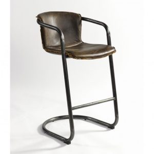 Taburete de piel y metal Taburete de piel y metal