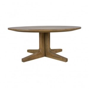 Mesa de centro redonda de roble con pata central Mesa de centro redonda de roble con pata central