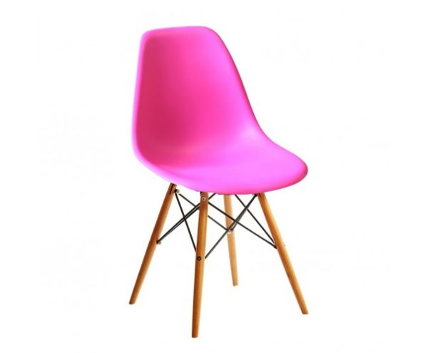 Silla fuxia pata de madera